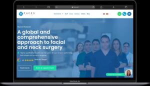 Mockup do site Faces Facial Surgery (faces.pt) no MacBook, criado pela WE Marketing Digital